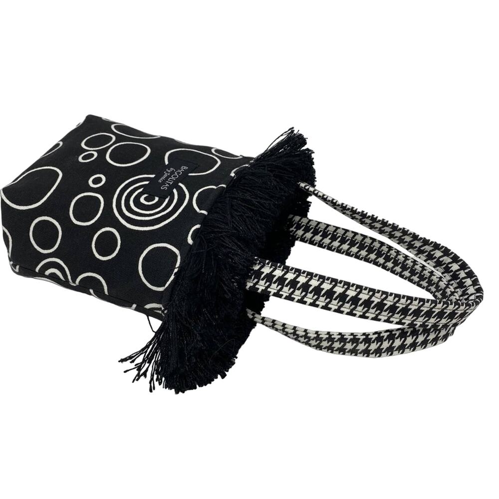 Fun Mini purse - black white patterns with fringe prom